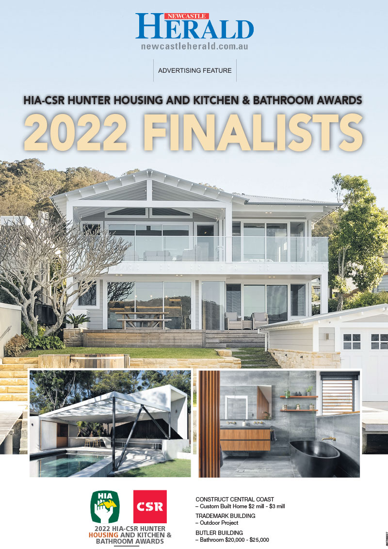 Newcastle Herald Front page 2022 Finalists for HIA Building Awards